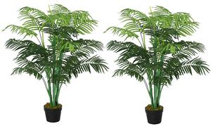 Outsunny Artificial Palm Tree in Pot, 2 Pack Fake Plants, Home Indoor Outdoor Decor, 125cm, Green Aosom UK