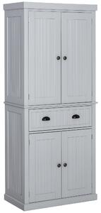 HOMCOM Traditional Kitchen Cupboard Freestanding Storage Cabinet with Drawer, Doors and Adjustable Shelves, Grey