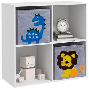 ZONEKIZ Toy Storage Box for Children with Dual Non-Woven Fabric Bins, 61.8 x 29.9 x 61.8 cm, White Aosom UK
