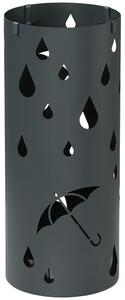 HOMCOM Umbrella Station: Circular Stand with Hooks & Water Tray, Hallway Essential, Dark Grey Aosom UK