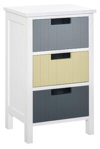 HOMCOM 3 Drawer Storage Tower, Wooden Top Dresser Chest, Organizer Unit for Bedroom, Nursery, Hallway Aosom UK