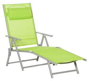 Outsunny Outdoor Chaise Lounge, Folding Sun Lounger Recliner with Pillow and 7 Adjustable Backrest, for Lawn, Garden Aosom UK