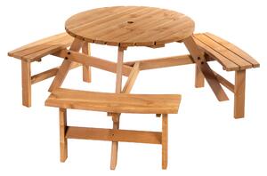 Outsunny Fir Wood Pub Set: 6-Seater Heavy-Duty Outdoor Dining Suite with Parasol Hole, Patio Aosom UK