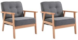HOMCOM Reception Retro Accent Chair Beech Wood Frame Armchair Occasional Living Room Reception Balcony Conservatory Padded, Set of 2 Aosom UK