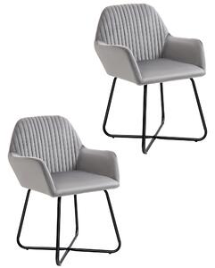 HOMCOM Set of 2, Contemporary Accent Chair, Soft Velvet Fabric Armchair with Durable Metal Base, for Lounge or Reception, Grey Aosom UK