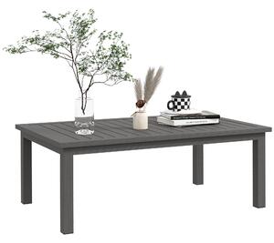 Outsunny Aluminium Patio Side Table, Brown, Slat Coffee Table with Wood Grain Effect, 100cm x 60cm, for Garden and Balcony Aosom UK