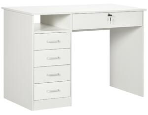 HOMCOM Computer Desk, Home Office Desk with Lockable Drawer, Storage Shelf for Study Bedroom, 110 x 50 x 76 cm, White