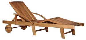 Outsunny Outdoor Garden Patio Wooden Sun Lounger Foldable Recliner Deck Chair Day Bed Furniture with Wheels
