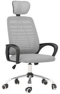 Vinsetto Mesh Office Chair, Ergonomic Office Chair with Armrests, Rotatable Headrest & Lumbar Back Support, Grey Aosom UK