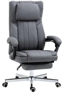 HOMCOM Executive Office Chair, Computer Desk Chair with High Back, Adjustable Headrest, Footrest, Reclining, Dark Grey Aosom UK