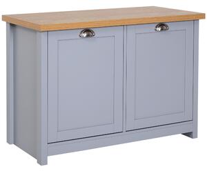 HOMCOM Hallway Shoe Storage: 2-Door Cabinet Organiser Bench with Shelf, Entryway Cupboard, Grey Aosom UK
