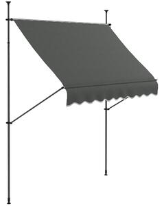 Outsunny 2.5 x 1.2m Retractable Awning, Free Standing Patio Sun Shade Shelter, UV Resistant, for Window and Door, Dark Grey