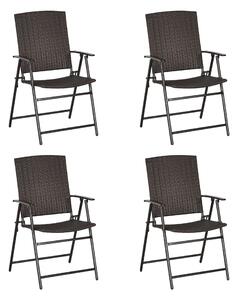Outsunny 4pcs Rattan Chair Garden Furniture Wicker Foldable Chair Steel Frame for Poolside Garden
