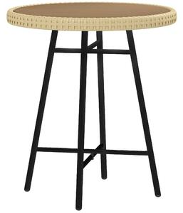 Outsunny Elegant PE Rattan Side Table, Natural Wood Finish, Perfect Addition to Outdoor Patio Furniture Aosom UK