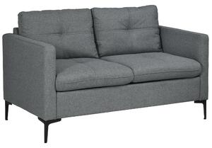 HOMCOM 133cm Loveseat Sofa, Modern Fabric Couch with Steel Legs, Upholstered 2 Seater Sofa for Living Room, Bedroom, Dark Grey