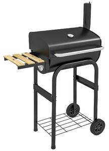 Outsunny Outdoor Wheeled Charcoal Barbecue Grill Trolley with Shelves, Black Aosom UK