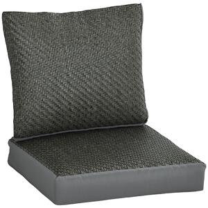 Outsunny Patio Chair Cushion Refresh: 2-Piece Back and Seat Set in Fabric & PE Rattan, Grey Aosom UK