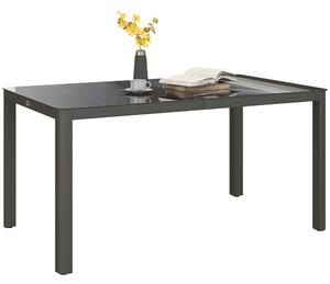 Outsunny Outdoor Dining Table, Patio Table for 6, with Tempered Glass Top & Aluminium Frame, Grey Aosom UK