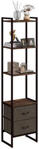 HOMCOM Industrial Bookcase 4-Tier Storage Shelf with 2 Fabric Drawers and Metal Frame for Living Room, Bedroom, Rustic Brown Aosom UK