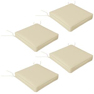 Outsunny 4-Piece Replacement Seat Cushions, Patio Chair Pillow Set with Ties, Indoor/Outdoor Use, Beige Aosom UK