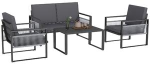 Outsunny Four-Piece Aluminium Garden Dining Set, with Cushions