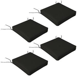 Outsunny Patio Chair Cushion Set, 4-Piece Seat Cushions with Ties, Replacement Pillows for Indoor Outdoor Use, Black Aosom UK