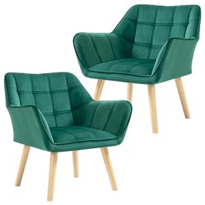 HOMCOM Armchair Accent Chair, Vanity Chair with Wide Arms, Slanted Back, Padding, Wooden Legs, Home Furniture Seating, Set of 2 Aosom UK