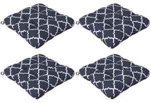 Outsunny Replacement Cushions: 4-Piece Indoor Outdoor Seat Pads with Ties for Patio Chairs, Blue Aosom UK