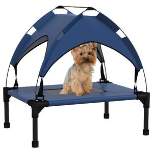 PawHut Cooling Raised Pet Bed w/ Washable Breathable Mesh, for Mini Small Dogs, 61 x 46 x 63cm - Dark Blue Aosom UK