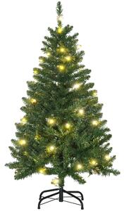 HOMCOM 4 Feet Prelit Artificial Christmas Tree Warm White LED Light Holiday Home Xmas Decoration, Green Aosom UK