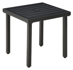 Outsunny Patio Side Table with Umbrella Hole, Durable Steel Frame, Ideal for Balcony and Garden, Black, 50x50cm Aosom UK