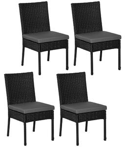 Outsunny Garden Seating: Armless Rattan Quartet, Weather-Resistant, Ebony Elegance Aosom UK