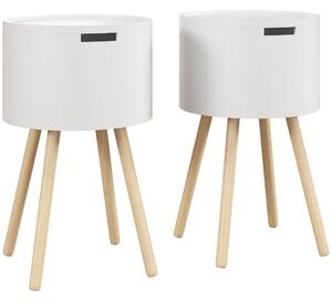 HOMCOM Round Side Table with Hidden Storage, Removable Tray Top, Wooden Frame, White Aosom UK