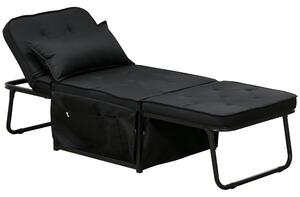 HOMCOM Fabric Sleeper Chair, Folding Chair Bed with Adjustable Backrest, Pillow, Side Pockets for Living Room, Black