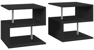 HOMCOM S Shape Cube Coffee Table, 2 Tier Storage, Black, Set of 2, Versatile Organizer for Living Room, Office Aosom UK