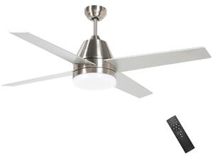 HOMCOM Ceiling Fan with LED Light, Flush Mount Ceiling Fan Lights with Reversible Blades, Remote, Silver and Black Aosom UK