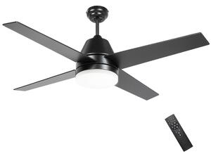 HOMCOM Ceiling Fan with LED Light, Flush Mount Ceiling Fan Lights with Reversible Blades, Remote, Black and Walnut Brown Aosom UK