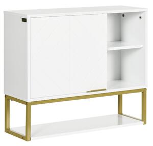 Kleankin Bathroom Wall Cabinet, Over Toilet Storage Cabinet with Door and Storage Shelves for Hallway, Living Room, White Aosom UK
