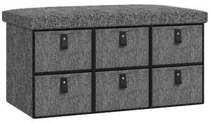 HOMCOM Six-Drawer Shoe Storage Bench, with Padded Top Seat - Dark Grey