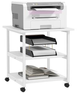 HOMCOM 3-Tier Printer Stand w/ Storage Shelf, Mobile Printer Table on Wheels, 50 x 50 x 52.5cm Rolling Printer Cart for Home Office, White Aosom UK