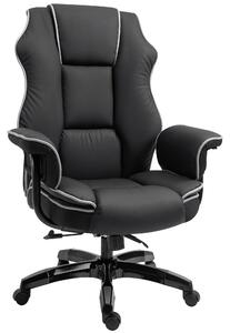 Vinsetto Piped PU Leather Padded High-Back Computer Office Gaming Chair Swivel Desk Seat Ergonomic Recliner w/ Armrests Adjustable Seat Height Black