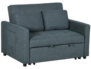 HOMCOM Loveseat Sofa Bed, Convertible Bed Settee with 2 Cushions, Side Pockets for Living Room, Charcoal Grey