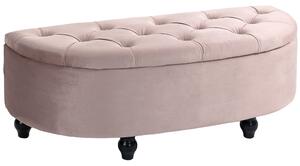 HOMCOM Semi-Circle Bed End Bench Ottoman with Storage Tufted Upholstered Accent Seat Footrest Stool w/ Rubberwood Legs for Bedroom, Pink Aosom UK