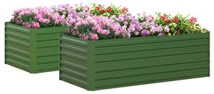 Outsunny Set of 2 Raised Beds for Garden, Galvanised Steel Outdoor Planters w/ Multi-reinforced Rods for Vegetables, Plants, Flower Aosom UK