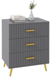 HOMCOM Bedroom Chest of Drawers, Modern 3-Drawer Dresser, Storage Drawer Unit with Aluminium Legs, Dark Grey Aosom UK