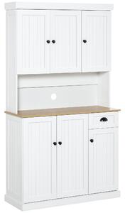 HOMCOM Kitchen Storage Cabinet, Modern Cupboard with Microwave Shelf, Drawer and Cabinets, Ideal for Kitchen Organisation, White Aosom UK