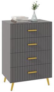 HOMCOM Bedroom Chest of Drawers, Modern 4-Drawer Dresser, Storage Drawer Unit with Aluminium Legs, Dark Grey Aosom UK