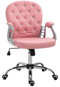 Vinsetto Computer Desk Chair wiyh 360° Swivel, PU Diamante Padded, Base 5 Castor Wheels, Ergonomic Desk Chair for Home Work Pink Aosom UK