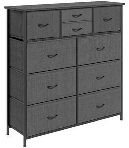 HOMCOM Bedroom Dresser: 10 Fabric Drawers, Steel Frame, Spacious Storage Solution, Ebony Shade