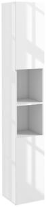 Kleankin Freestanding Bathroom Cabinet, High Gloss Storage Cabinet Floor Storage Cupboard with Mirror, 2 doors and Adjustable Shelves, White